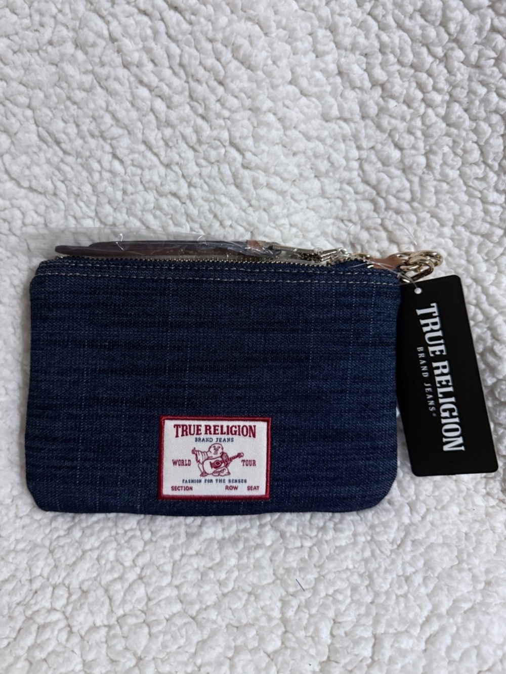 NWT True Religion Horseshoe Denim Wristlet Pouch - Picture 4 of 5